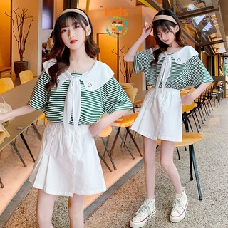 Bộ Áo Thun + Chân Váy Thời Trang Mùa Hè Phong Cách Hàn Quốc Cho Bé Gái 5-8-10-12-13-15 Tuổi 2022