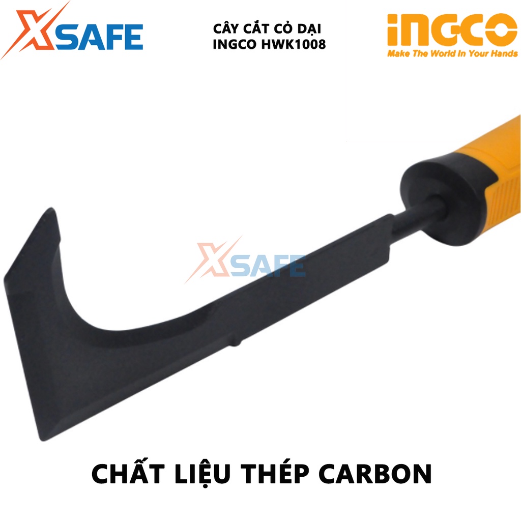 Cây cắt cỏ Ingco HWK1008 Lưỡi liềm cắt cỏ cầm tay, thép carbon, chiều dài 310mm, dùng làm vườn, cắt tỉa cỏ dại - [XSAFE]