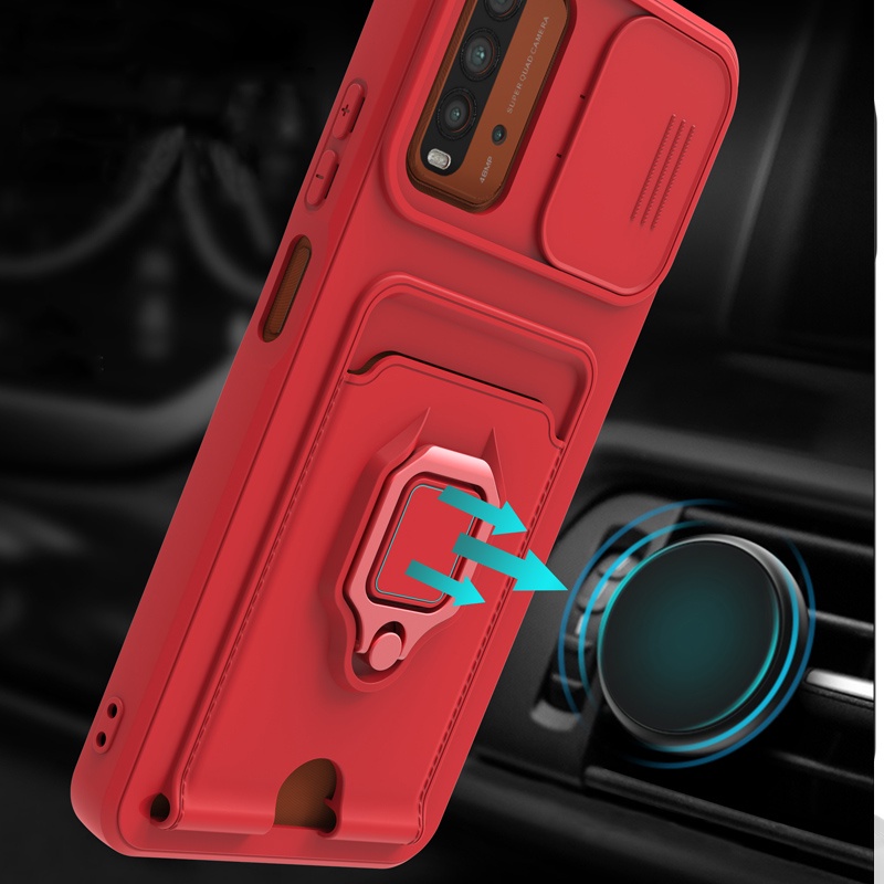 Ốp điện thoại dạng trượt bảo vệ ống kính kèm dây treo lên Xiaomi Redmi 9C 9T 10A redmi note 9s note 9 8 Pro