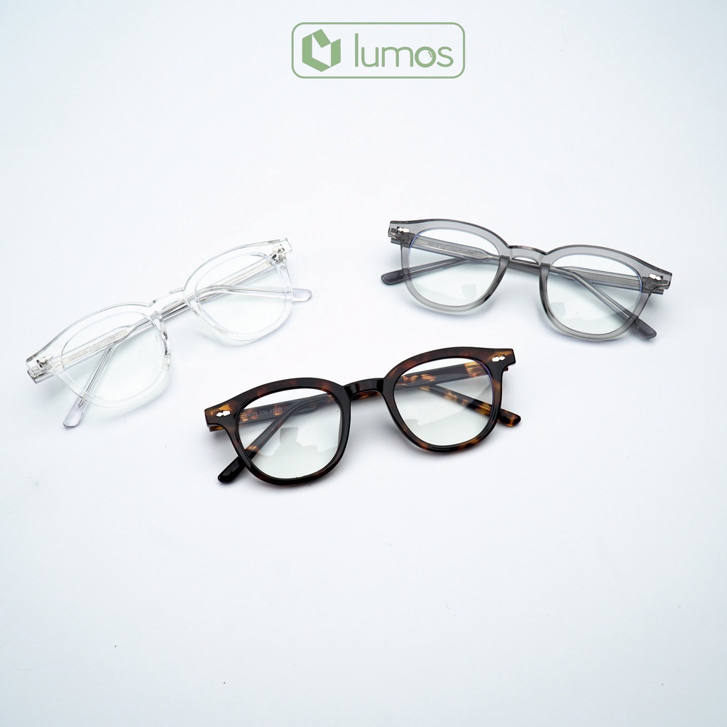 Gọng kính cận nam nữ nhựa cao cấp Day thời trang Hàn Quốc chống tia UV tròn đẹp Lumos 9079