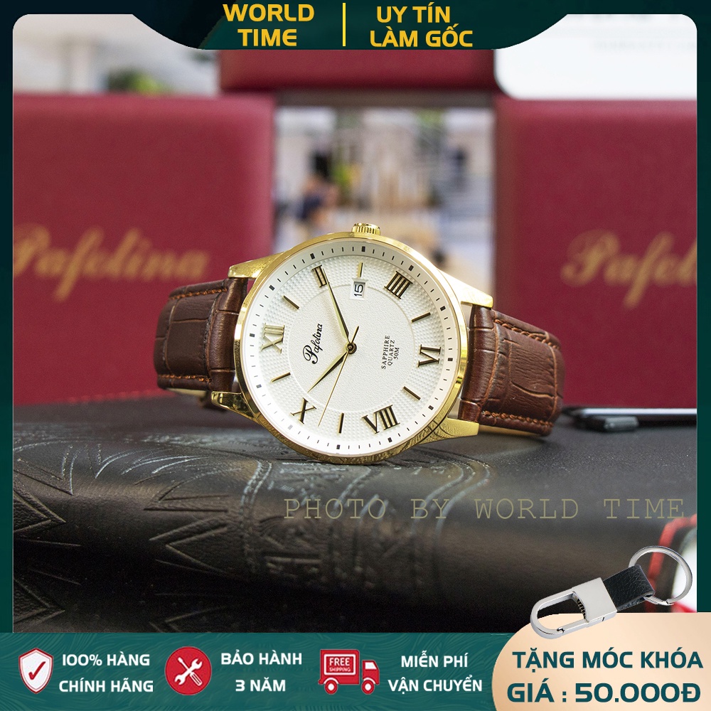 Đồng Hồ Nam Pafolina 5035M dây da Chính Hãng Full Box - Kính Sapphire - Chống xước, chống nước - Thẻ Bảo Hành 3 Năm