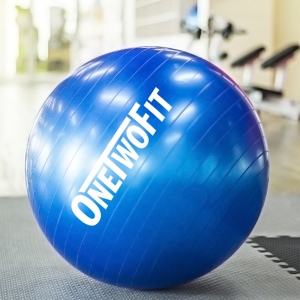 OneTwoFit Bóng tập yoga trơn 85cm loại dày tặng bơm bóng và bộ kim bơm dự phòng OT060