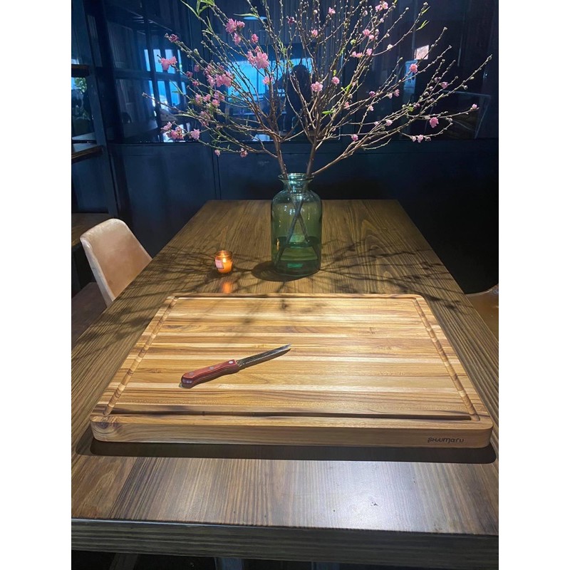 Thớt gỗ teak Chef 610 x 458 x 38 mm Bigsize thái chặt trang trí món ăn - MasterChef TEAK Wood Cutting Board