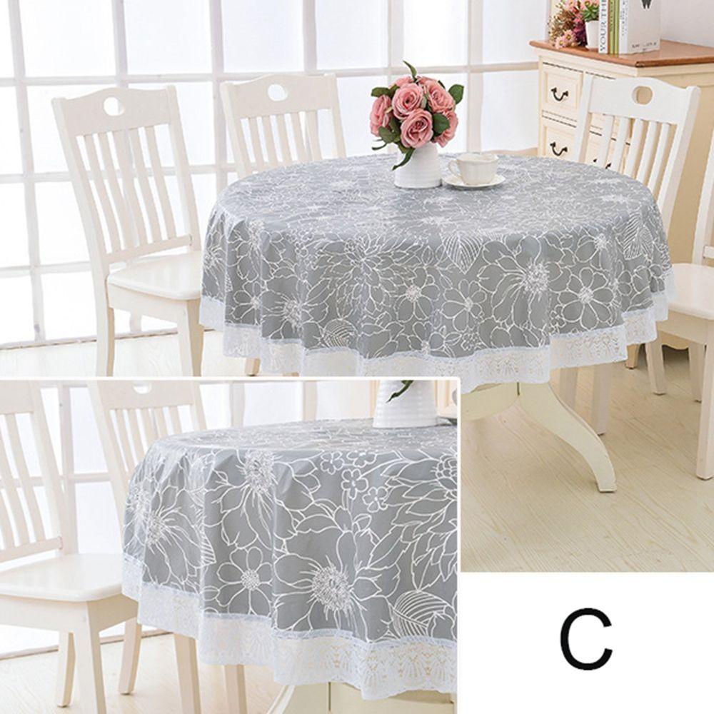 1 Khăn Trải Bàn Tròn Họa Tiết Hoa Chống Thấm Nước / Dầu Mỡ Tiện Dụng Cho Nhà Bếp