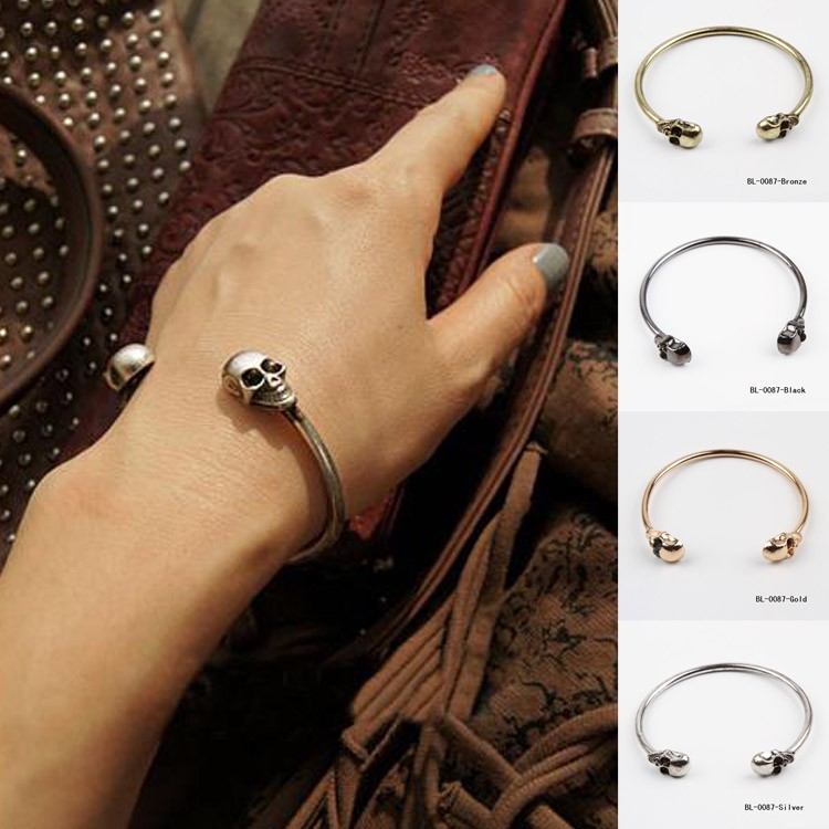 Vòng tay hợp kim hình đầu lâu phong cách gothic cá tính