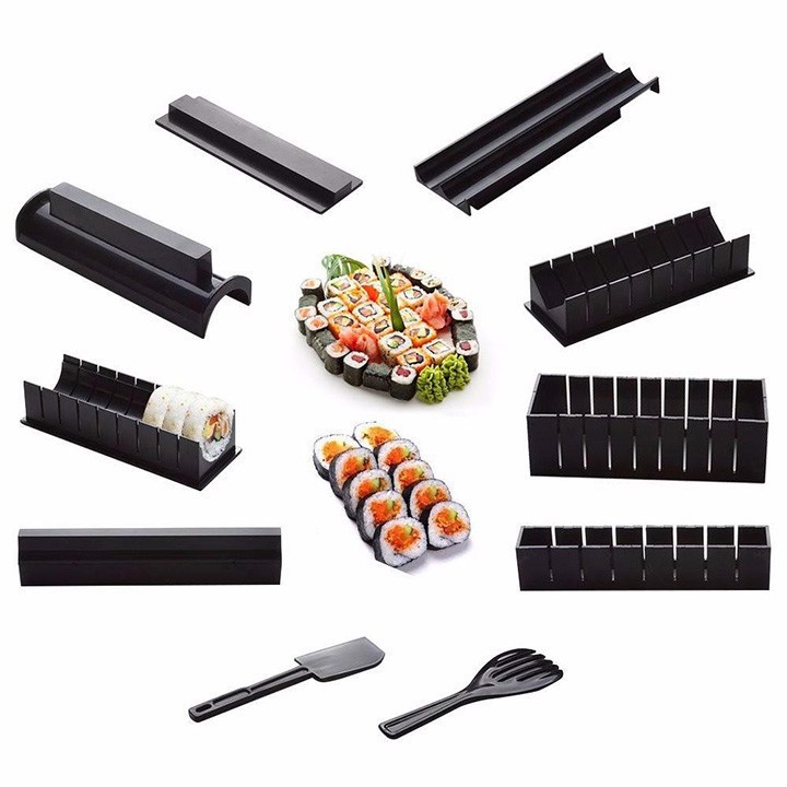 Dụng cụ làm sushi/kimbap 10 chi tiết bằng nhựa an toàn tuyệt đối cho sức khỏe, dễ sử dụng