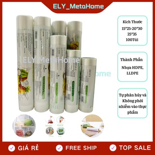 Túi đựng thực phẩm tự hủy sinh học hàng siêu thị green ECO (100 túi ) Kích thước: 15*25, 17*28, 20*30, 25*35, 30*40.