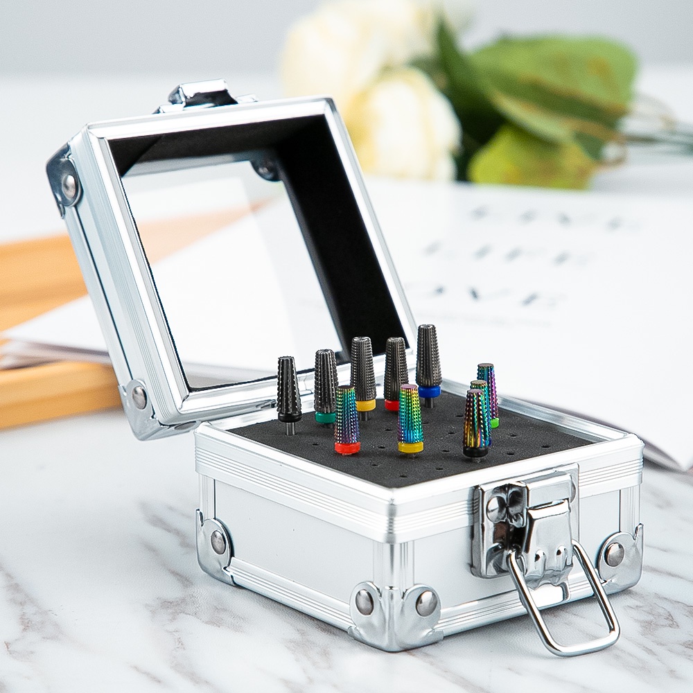 Hộp Rỗng Đựng Đầu Mài Móng Tay 25 Lỗ Bằng Nhôm