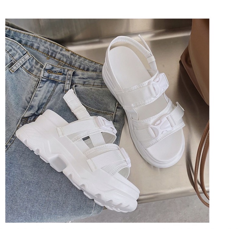 Giày Sandal Ulzzang CHUẨN FORM - Giày quai hậu đi học nữ đế cao 7p phong cách hàn quốc