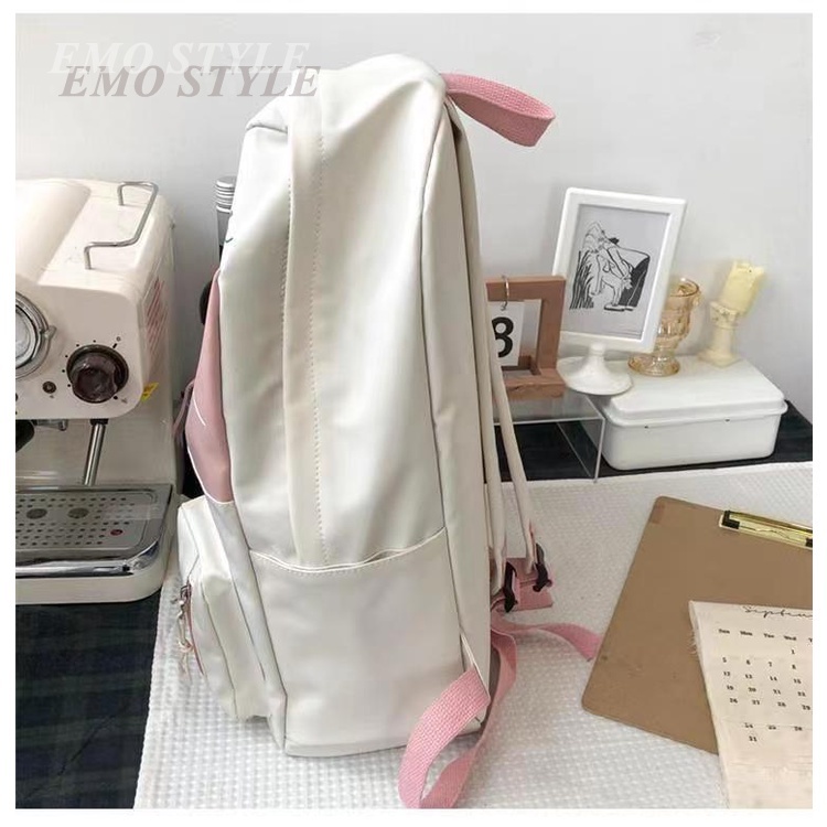 Cặp Balo đi học ULZZANG phong cách đại học-Tặng một gấu nhỏ