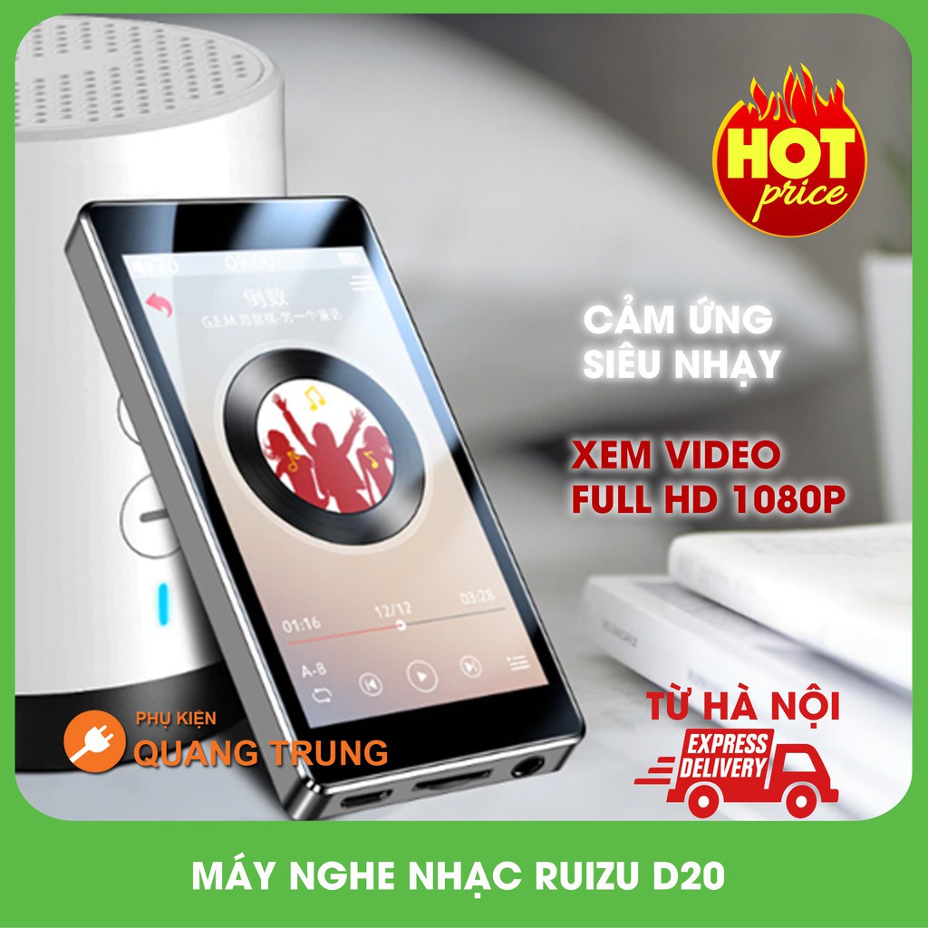 Máy nghe nhạc chính hãng Ruizu D20,phiên bản cảm ứng mới nhất,có loa ngoài,8GB bộ nhớ trong,FM,ghi âm