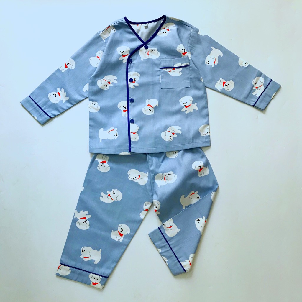 Bộ ngủ dài tay Pijama Cho Bé vải Thô lụa cotton - Nhiều mẫu phối viền 10-45kg TTD21