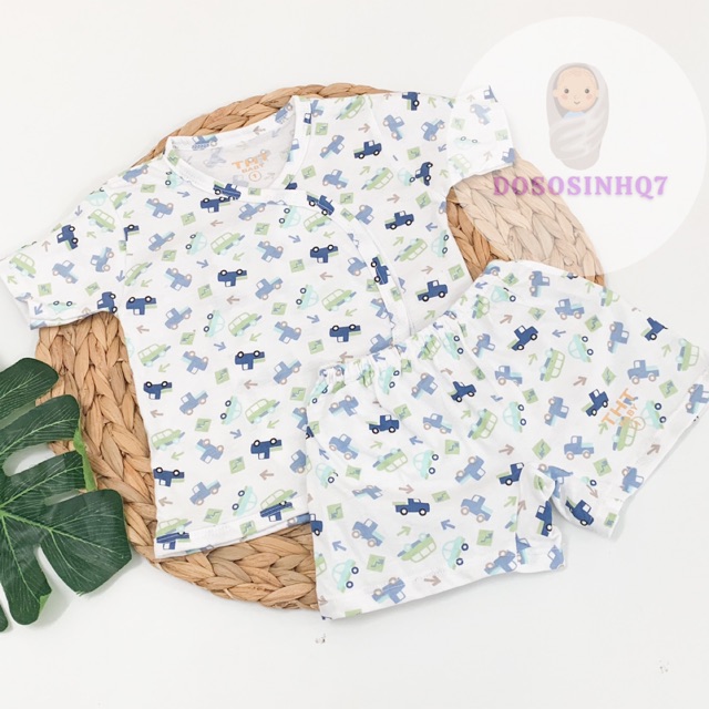 BỘ ÁO DÁN SƠ SINH COTTON HOẠ TIẾT TAY NGẮN - NHIỀU MẪU