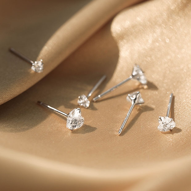 XiaoboACC 1 Đôi Khuyên Tai Bằng Bạc Thật S925 Đính Đá Zircon Đơn Giản Sang Trọng Không Gây Dị Ứng