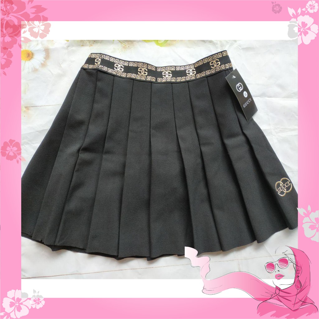 CHÂN VÁY XẾP LY ĐAI HỌA TIẾT VẢI UMI