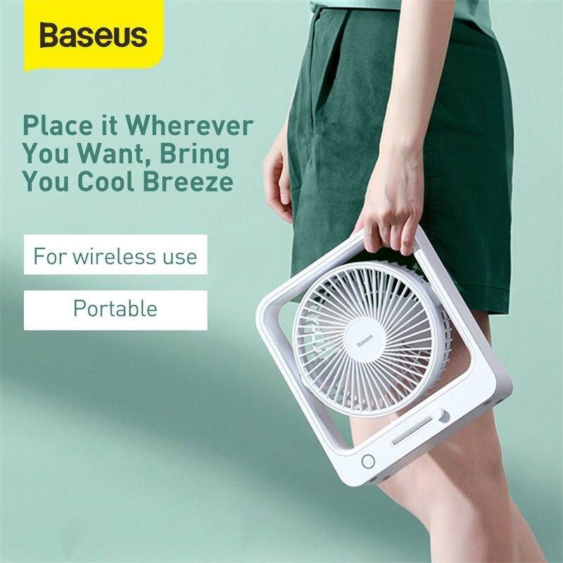 Quạt Mini Để Bàn BASEUS Cube Shaking Fan CXMF02 Tự Động Quay Tích Điện Pin Sạc Siêu Bền 5400mah Hoạt Động Liên Tục 18h | BigBuy360 - bigbuy360.vn