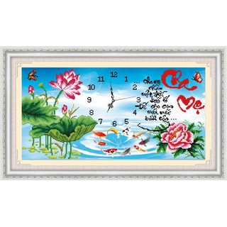Tranh Thêu Chữ Thập 3D Đồng Hồ Cha Mẹ Nhận Một Đời Bão Tố EVA8028 , 222798 (Khách tự thêu) KT:65X37CM