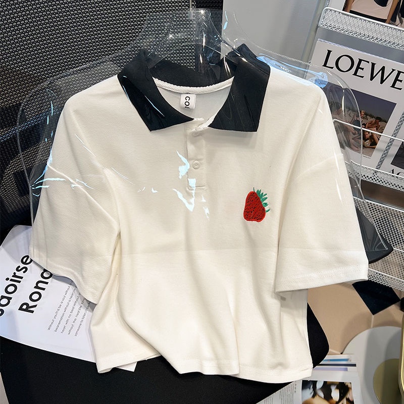 Áo Thun POLO Tay Ngắn Cổ POLO Thêu Họa Tiết Màu Sắc Thời Trang Mùa Hè Dễ Phối Đồ Cho Nữ