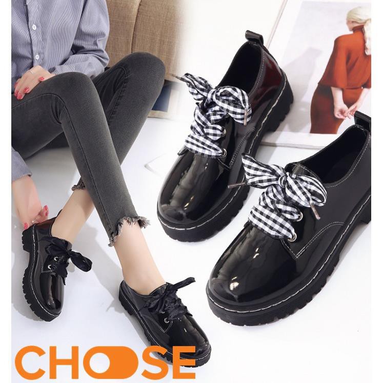 Giày Nữ Mọi Kiểu OXFORD Choose Dây Vải Caro Hoặc Đen Gót Cao 3 Phân G2311 -h91 | BigBuy360 - bigbuy360.vn