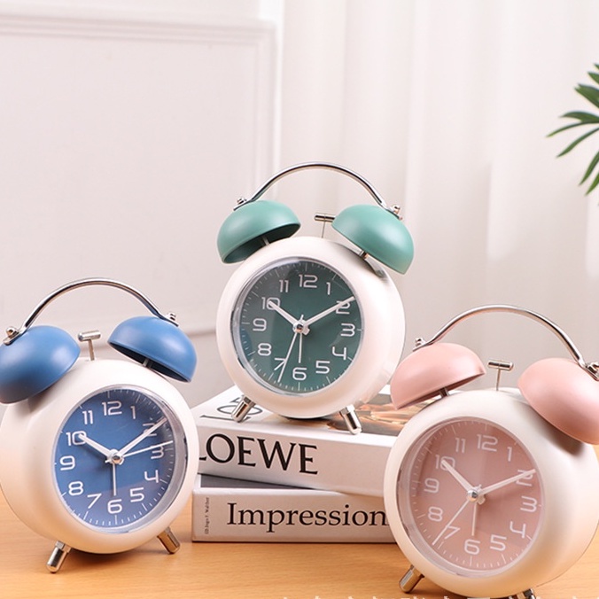 Đồng hồ kim loại chuông, đồng hồ phát sáng để bàn EMA