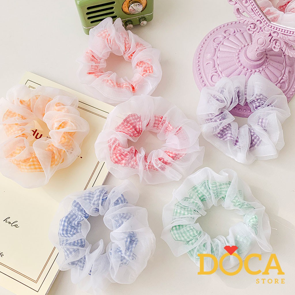 Dây buộc tóc vải Scrunchies Caro Mây CT60