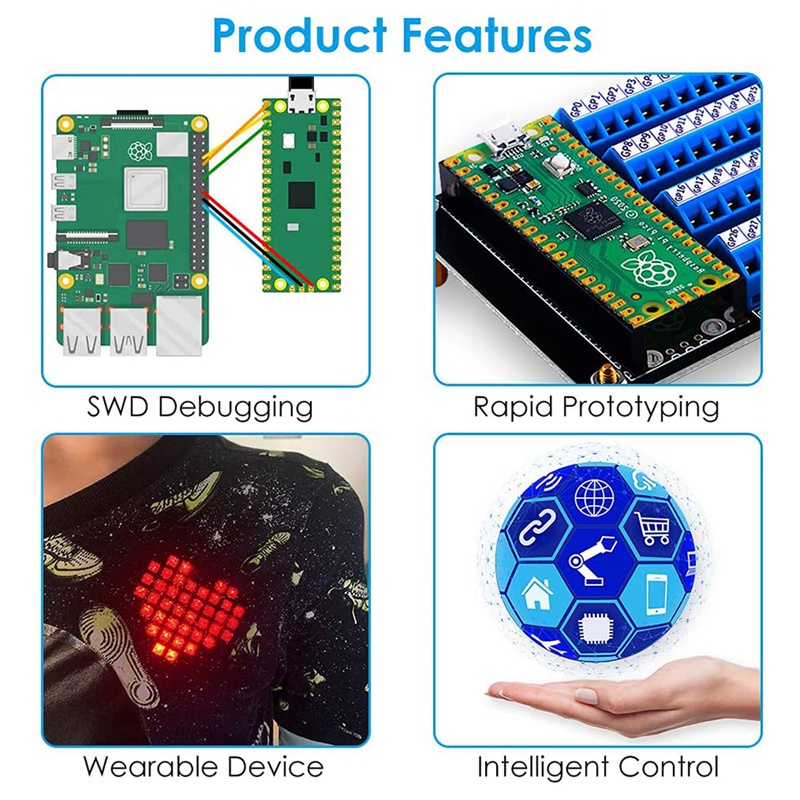 Bảng Mạch Mô Đun Mở Rộng Kèm Đèn LED Cho Raspberry Pi Pico
