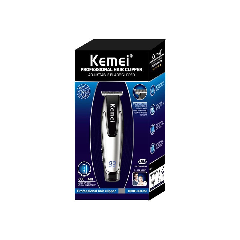 Tông đơ bấm viền Kemei KM-255 có màn hình kỹ thuật số điện