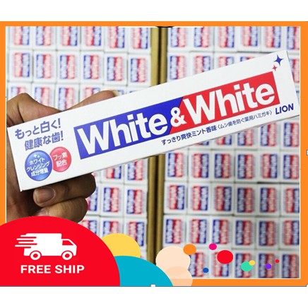 Kem đánh răng White &amp; White [FREE SHIP] chuẩn nội địa nhật, ảnh thật, làm trắng răng bản full size 150g mẫu mơi