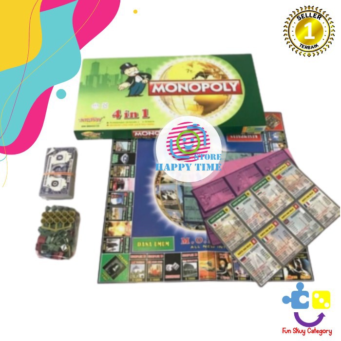 Bộ Bàn Cờ Tỉ Phú Monopoly 4 Trong 1 4 Trong 1