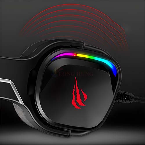 Tai nghe chụp tai có dây Gaming Havit H2022U - Hàng chính hãng - LED RGB 2 bên tai, kiểu dáng tối giản, âm thanh 7.1