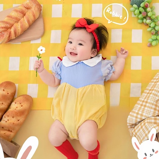 Set áo liền quần hóa trang công chúa disney kèm băng đô thời trang cho bé gái 0-24 tháng tuổi