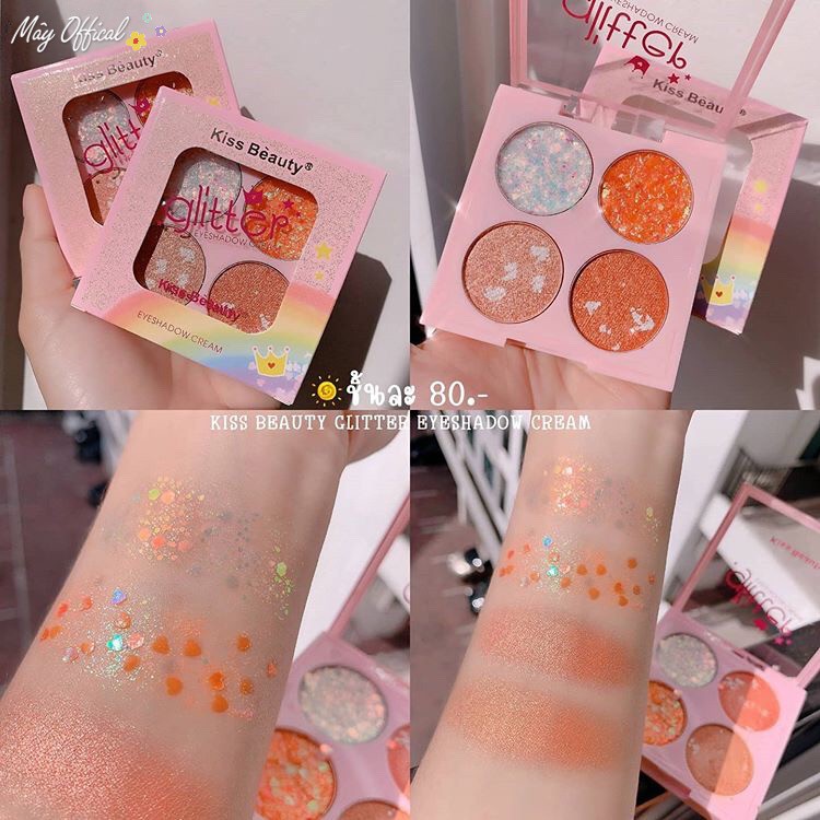 Nhũ mắt 4 ô Kiss Beauty Glitter made in Thái Lan