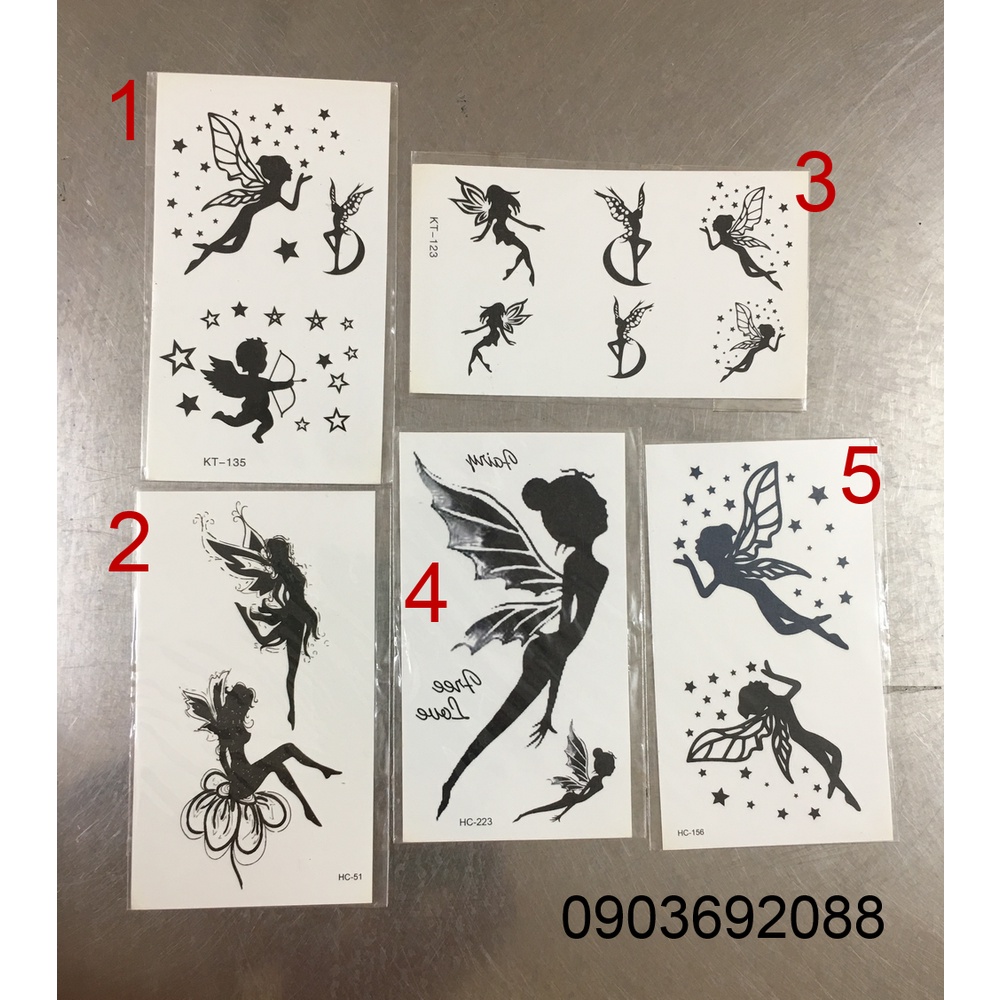 [HCM] Hình xăm dán - tattoo sticker Tinker Bell, hình xăm thiên thần, lông vũ 10.5 x 6cm