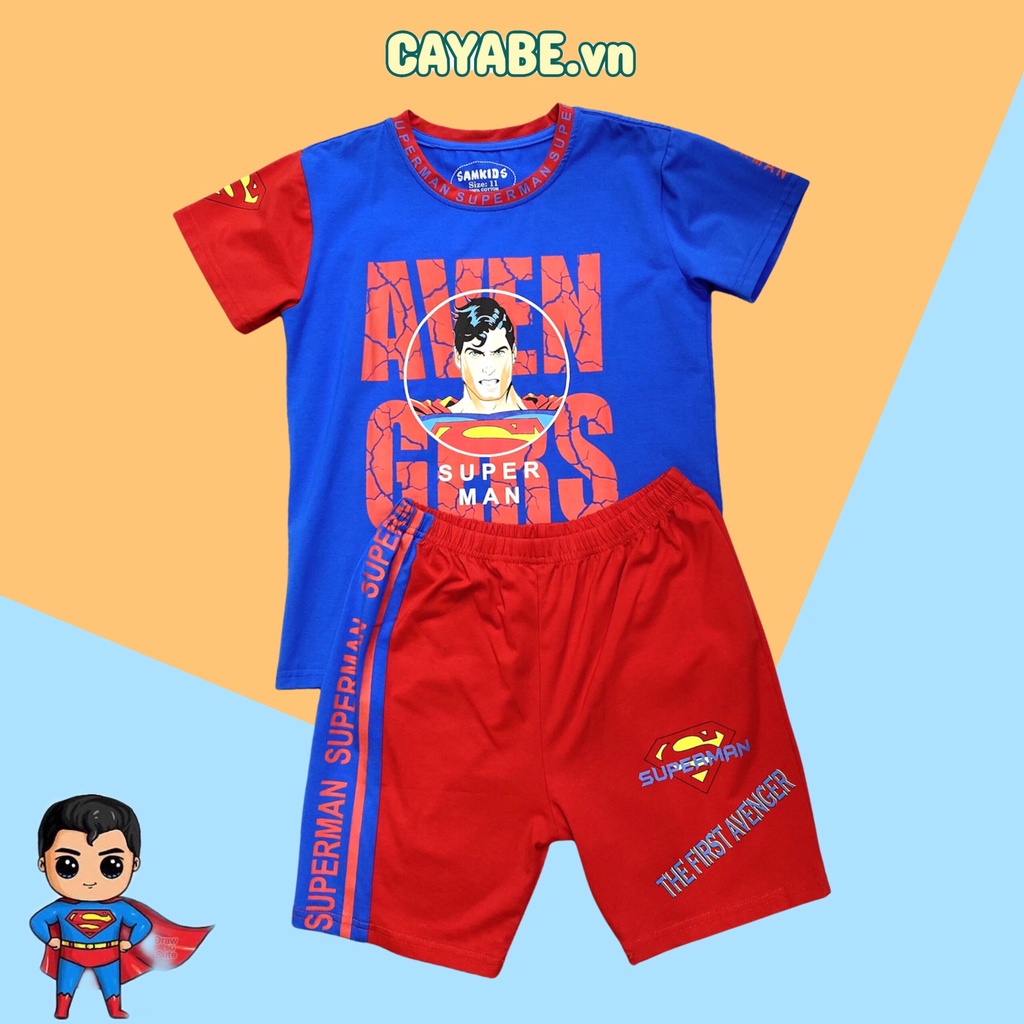 ĐỒ BỘ CHO BÉ TRAI CAYABE TAY NGẮN, QUẦN NGẮN SIÊU ANH HÙNG AVENGERS-SUPERMAN (QUẦN ÁO TRẺ EM)