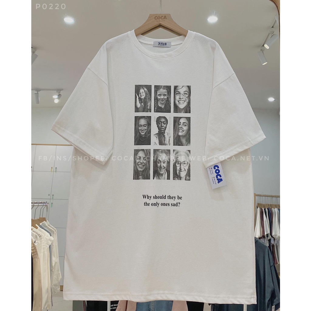 [P0220] Áo thun cotton mặt lông dày in 9 hình mặt người form rộng (Có sẵn/Ảnh thật)