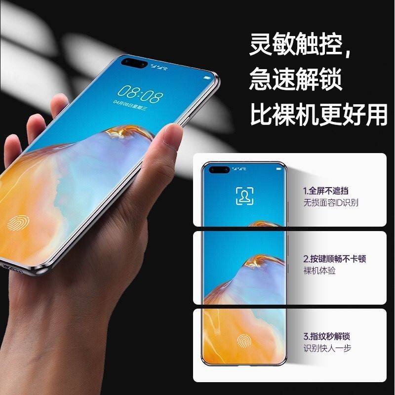 Ốp Điện Thoại Hai Mặt Kính Trong Suốt Có Khung Kim Loại Hít Nam Châm Chống Rơi Cho Huawei P40Pro + P40