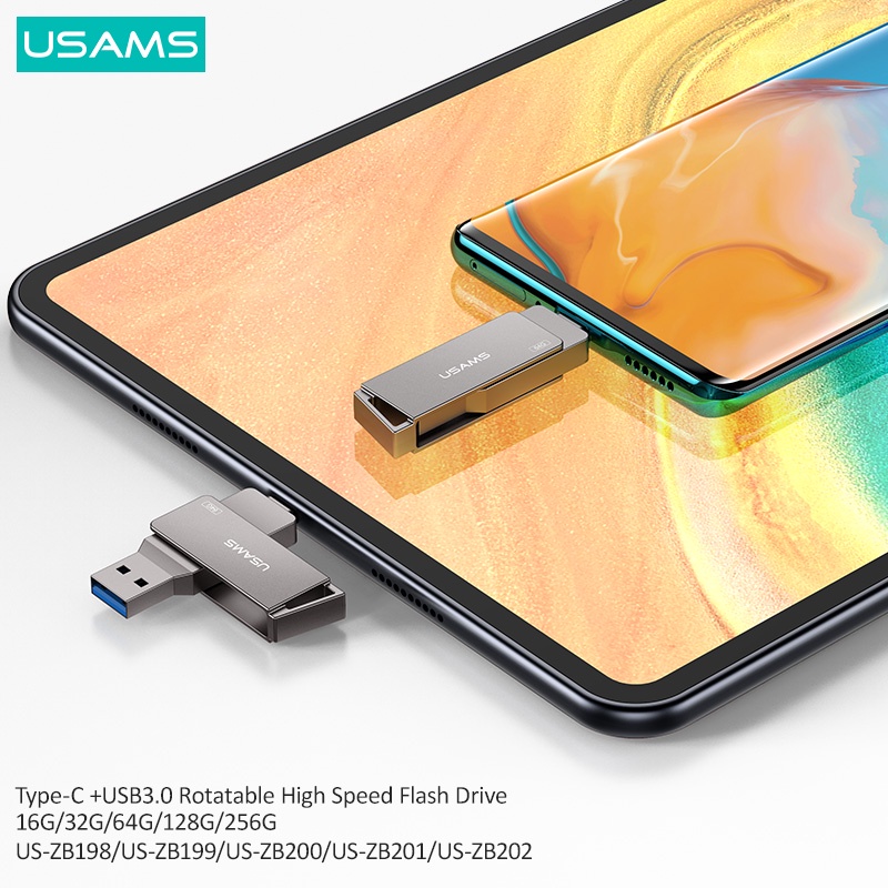 Usams Ổ Đĩa USB 2 Trong 1 Tốc Độ Cao 16G 32GB 64GB 128GB 256G Cho Điện Thoại / Máy Tính Bảng / Laptop