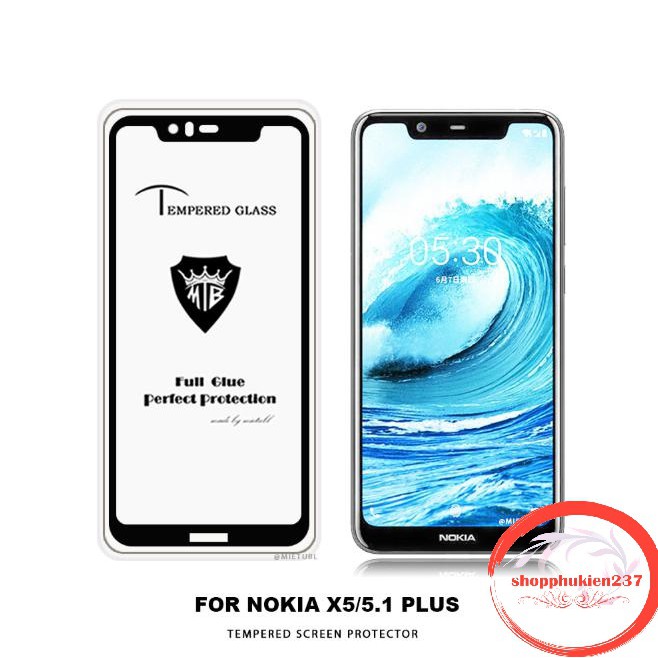 [Freeship toàn quốc từ 50k] CƯỜNG LỰC NOKIA X5 KÍNH FULL MÀN 5D CAO CẤP MÀU ĐEN
