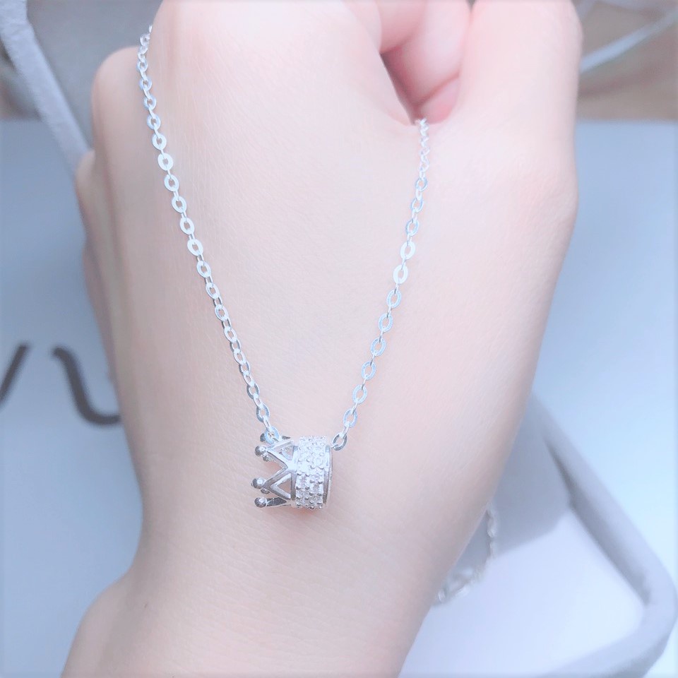 Dây chuyền bạc nữ Evasilver mặt hình vương miện, Vòng cổ bạc ta nữ tính và sang trọng