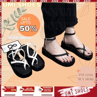 GIày Sandal Nữ Xỏ Ngón Kẹp Quai Mảnh Chéo Mũi tròn Đế Bằng Cao hot trend mới đơn giản đi chơi đi biển xinh đẹp