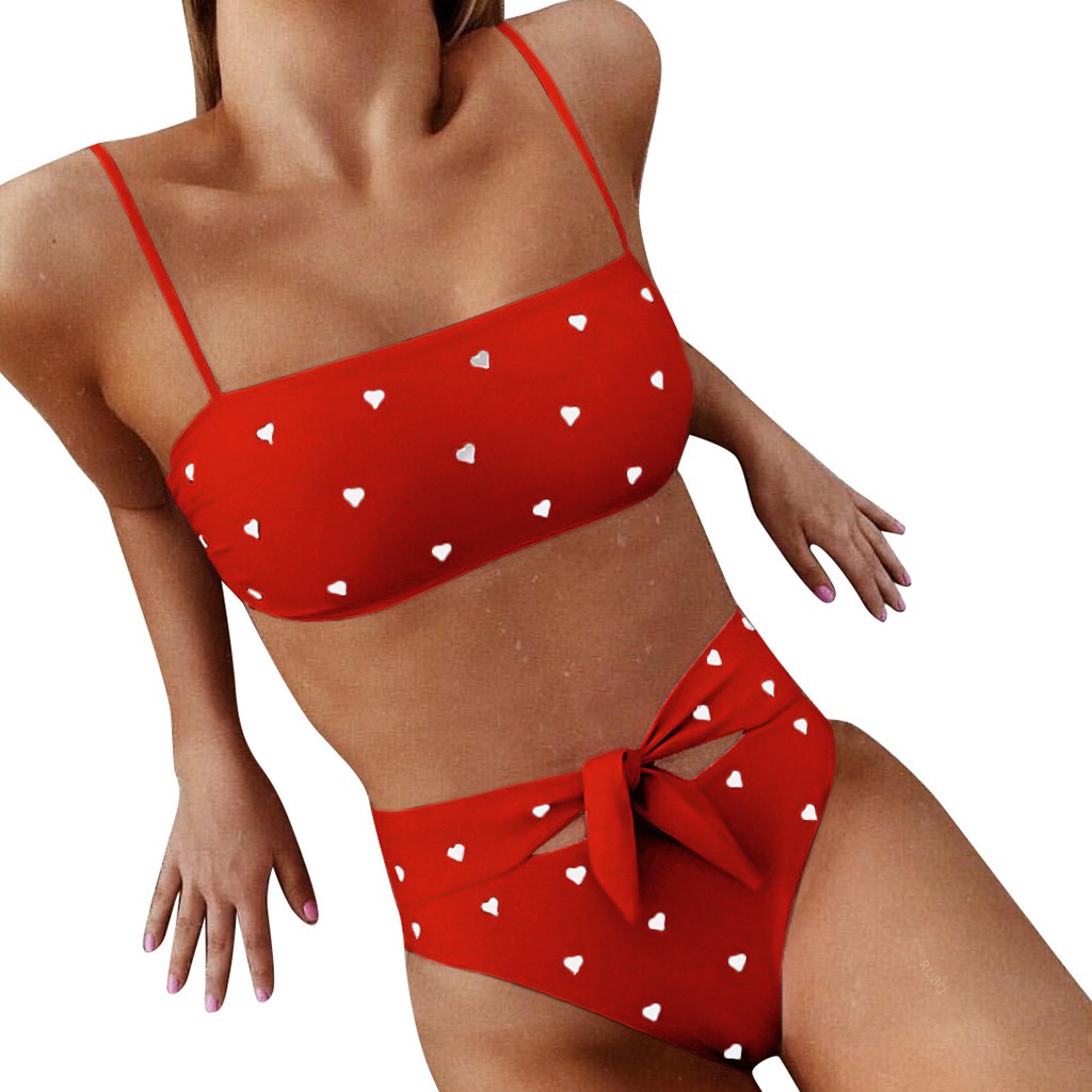 ❦woharyday❦Sexy Women Love Printed Bow Knot Bikini Push-Up Padded Swimwear Swimsuit Set | BigBuy360 - bigbuy360.vn