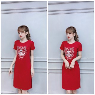 Đầm THUN THÁI in hổ xẻ tà (bao chất đẹp)