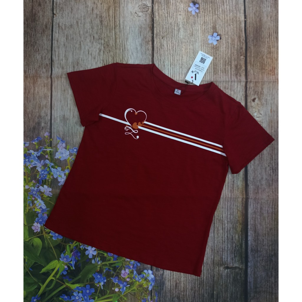 Áo phông nữ Vicci AP.01.6 chất liệu cotton vân gỗ họa tiết kẻ