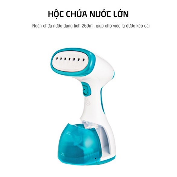 Bàn Là Hơi Nước Cầm Tay Lock&amp;Lock ENI241BLU Dung Tích 260ml Công Suất 1000W