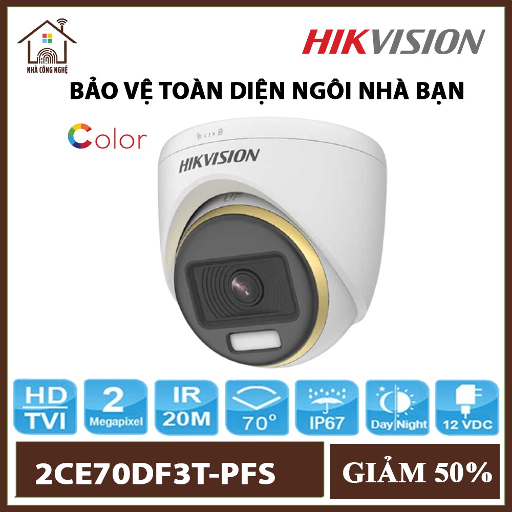 [PHÂN PHỐI CHÍNH HÃNG] Camera Analog HikVision DS-2CE70DF3T-PFS 2MP - Quan Sát Hồng Ngoại,Chống Nước Và Bụi Bẩn IP67,AHD