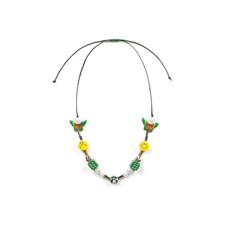 Dây chuyền 22641 mặt xúc xắc xanh lá / mặt cười / ngọc trai / bướm chất liệu gốm thời trang hip hop cho cặp đôi