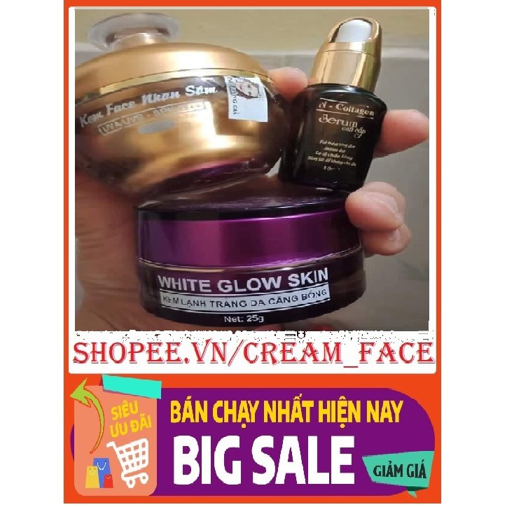 BỘ KEM FACE NHÂN SÂM+KEM FACE LẠNH+SERUM CAO CẤP N'COLLAGEN-Giảm Mụn, Mờ Nám, Tàn Nhang Hàng Chính Hãng