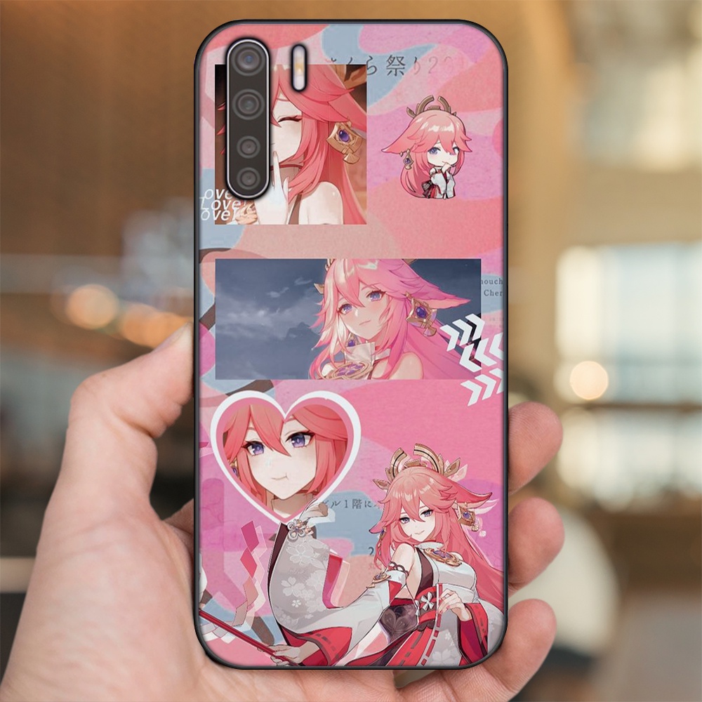 Ốp lưng Oppo A91, Reno 3 viền đen in hình Yae Miko Genshin Impact