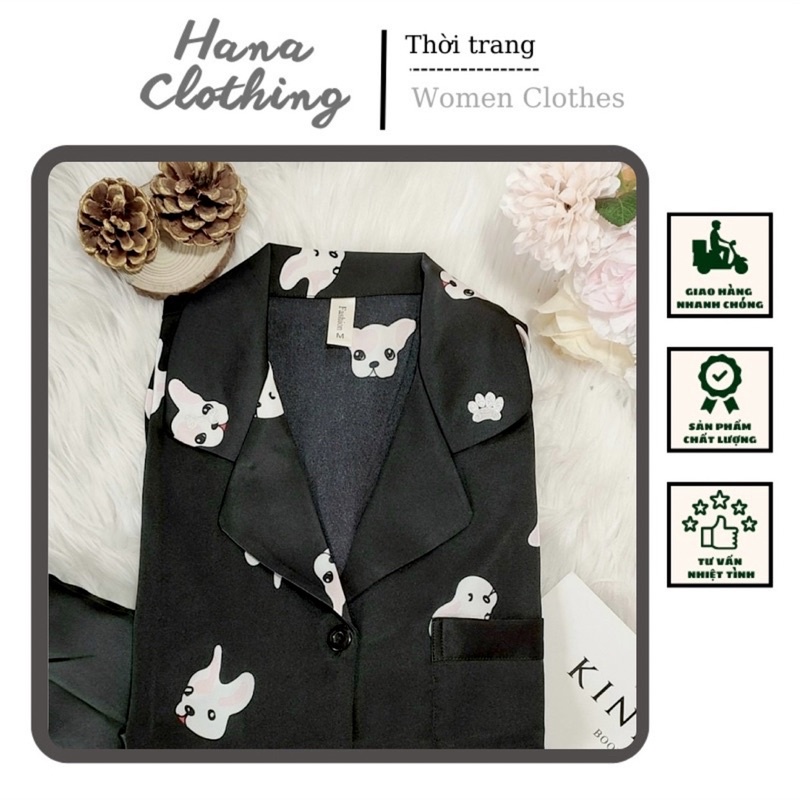 Bộ đồ ngủ lụa cao cấp hình cún con xinh 🌸