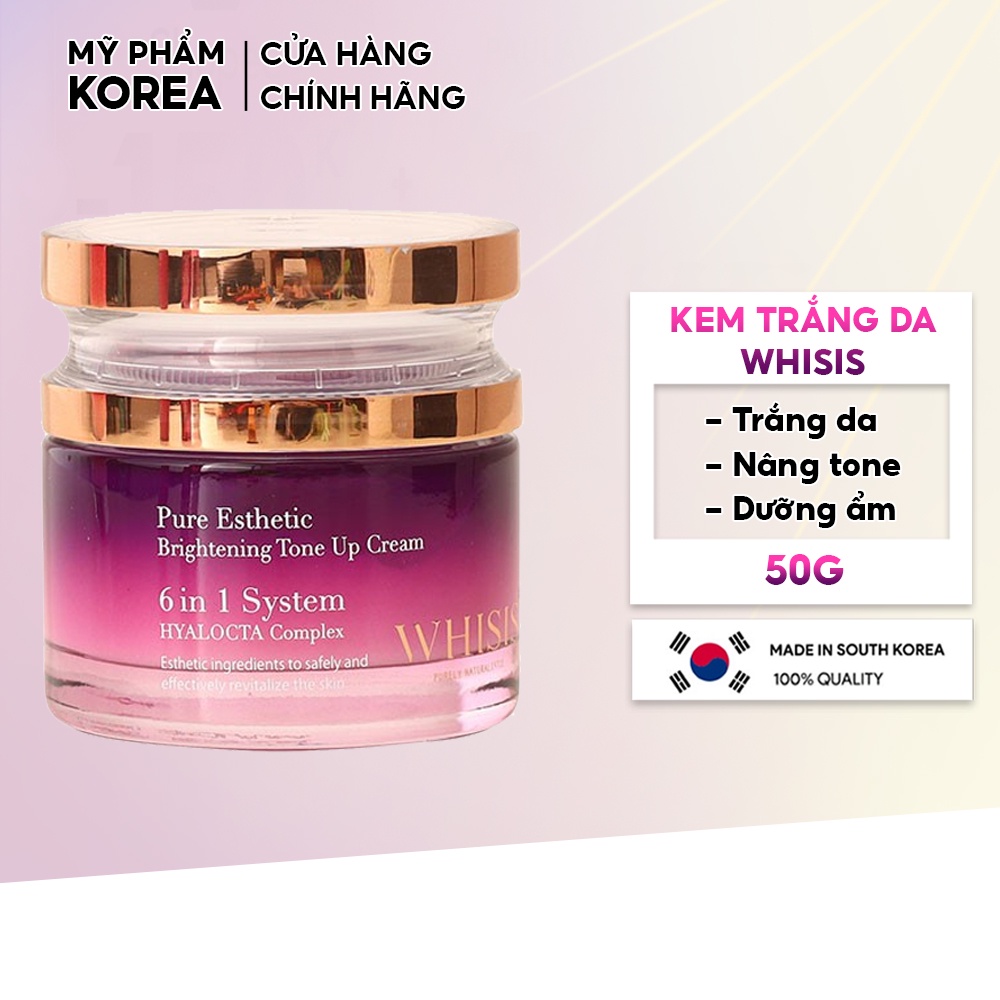 Kem dưỡng trắng da nâng tone WHISIS Hàn Quốc Pure Esthetic Brightening Tone Up Cream Chứa Niacinamide dưỡng ẩm 50g